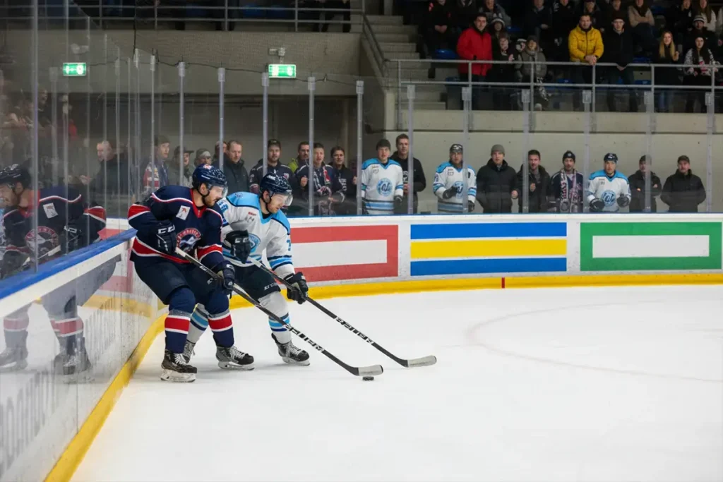 Eishockeyspieler beim Spiel in einer deutschen DEL2-Arena – Symbolbild für DEL2-Wetten