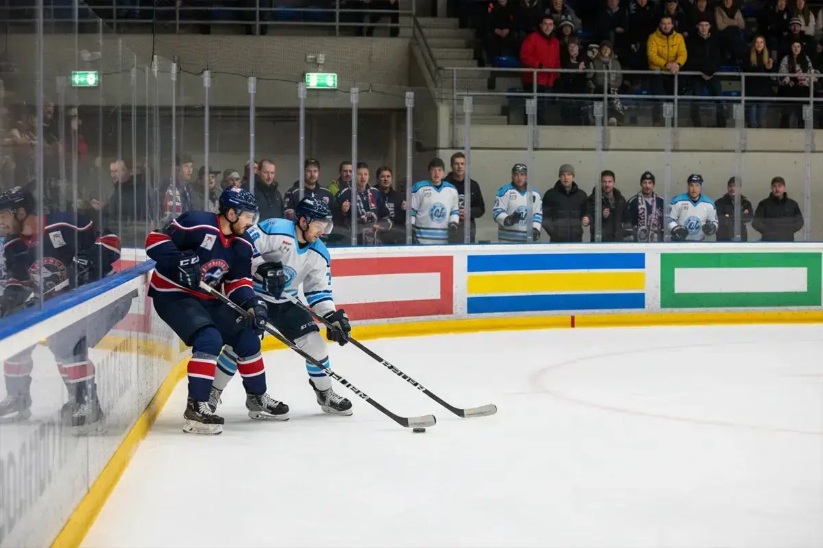 Eishockeyspieler beim Spiel in einer deutschen DEL2-Arena – Symbolbild für DEL2-Wetten