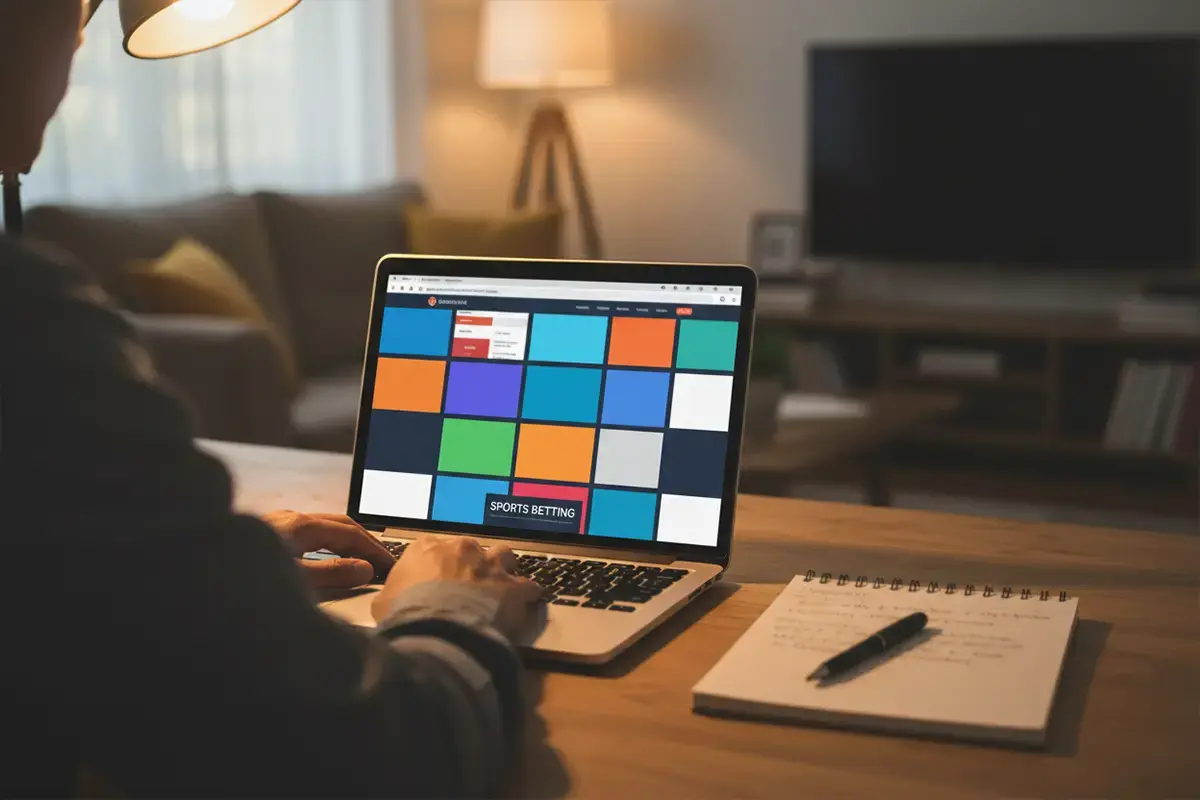 Person vergleicht Eishockey-Quoten auf einem Laptop-Bildschirm – Symbolbild für Quotenvergleich