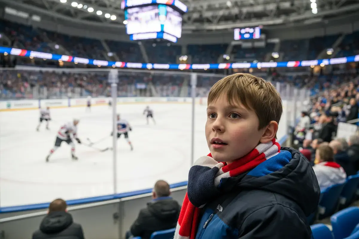 Eishockey-Fan beobachtet ein Spiel aus der Zuschauertribüne – Symbolbild für Eishockey-Wetten-Anfänger
